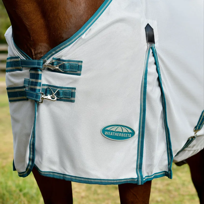 WeatherBeeta ComFiTec Zephyr Plus Mesh Combo Neck Fly Rug - Silver/Teal Green-4