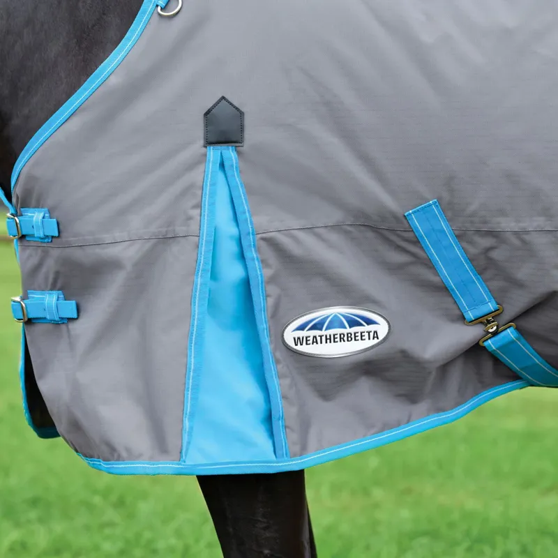 WeatherBeeta ComFiTec Classic Combo Neck 50g Turnout Rug - Grey/Bright Blue-3