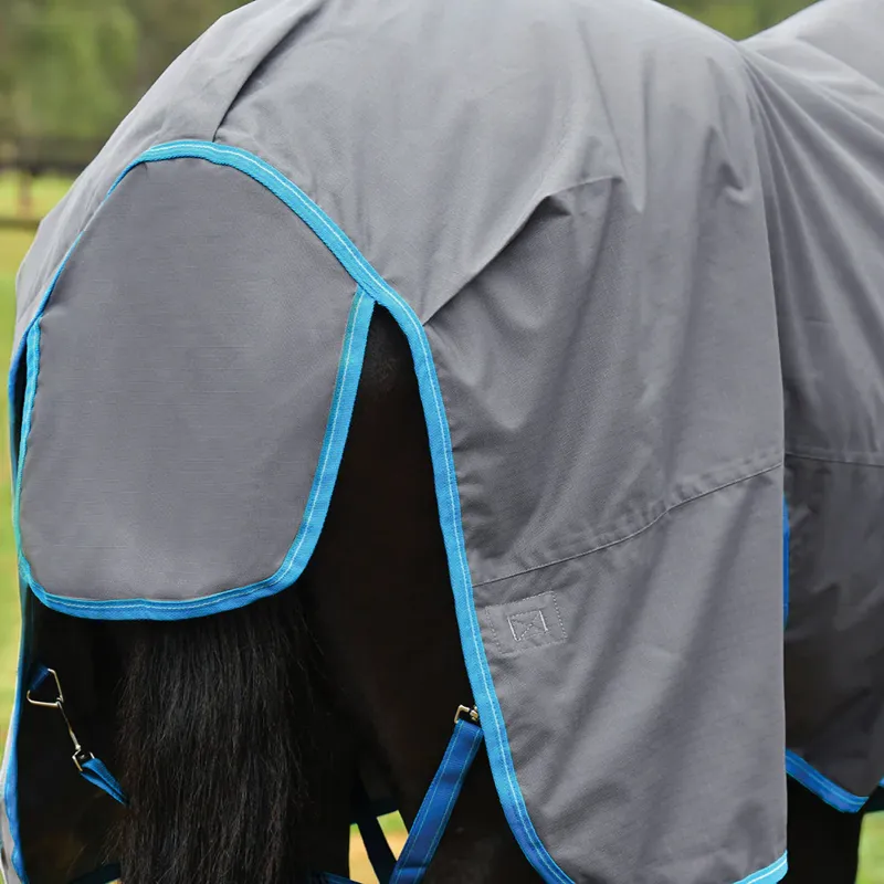 WeatherBeeta ComFiTec Classic Combo Neck 50g Turnout Rug - Grey/Bright Blue-6