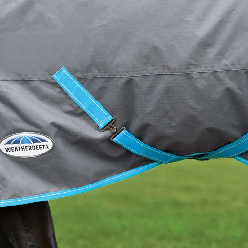 WeatherBeeta ComFiTec Classic Combo Neck 50g Turnout Rug - Grey/Bright Blue-5