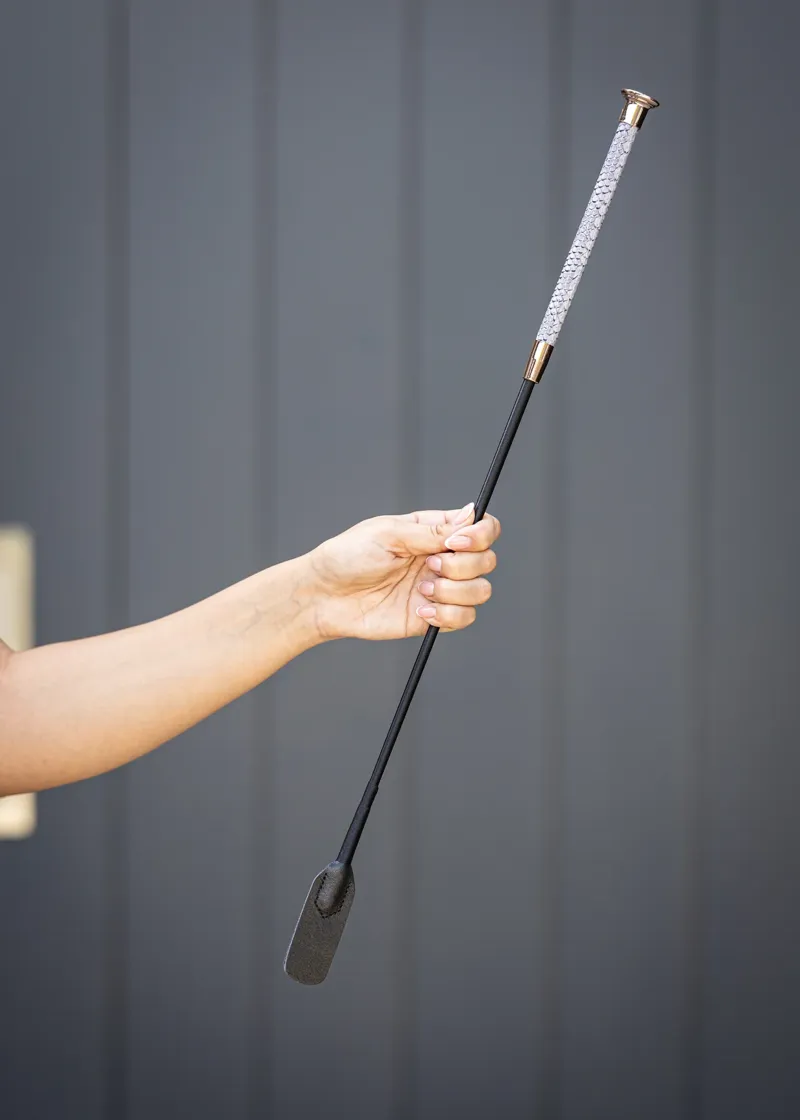 Woof Wear Reptile Riding Whip - Grey/Rose Gold 60cm-1