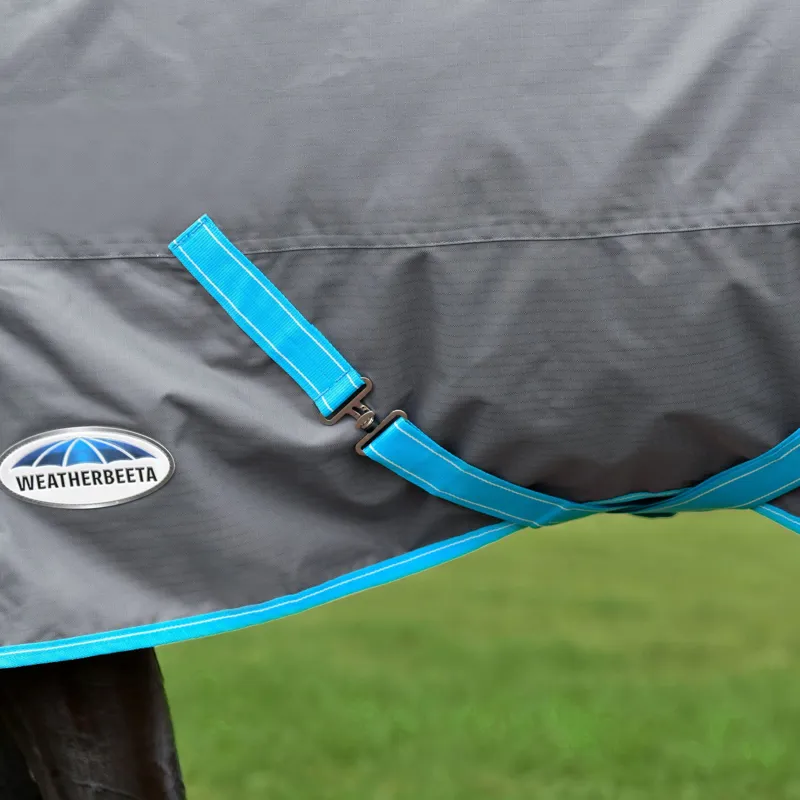 WeatherBeeta ComFiTec Classic 50g Standard Neck Turnout Rug - Grey/Bright Blue-5