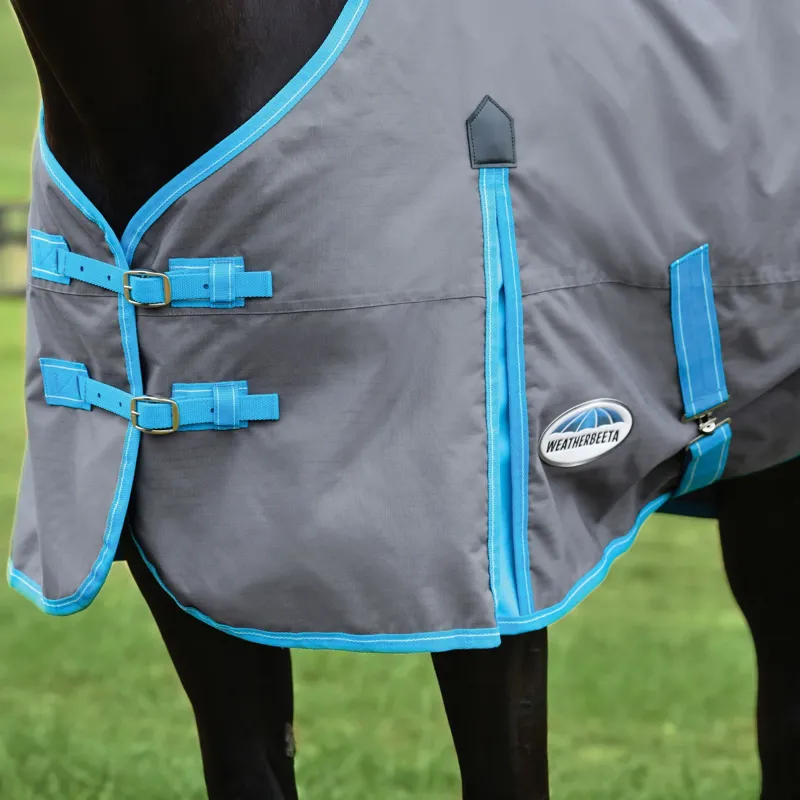 WeatherBeeta ComFiTec Classic Combo Neck 50g Turnout Rug - Grey/Bright Blue-2