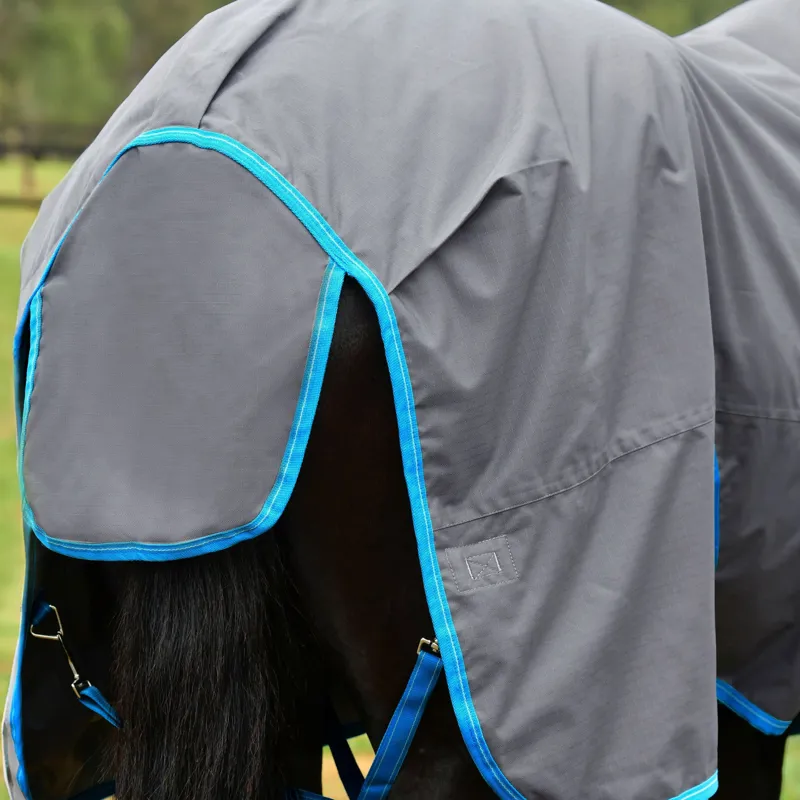 WeatherBeeta ComFiTec Classic 50g Standard Neck Turnout Rug - Grey/Bright Blue-7
