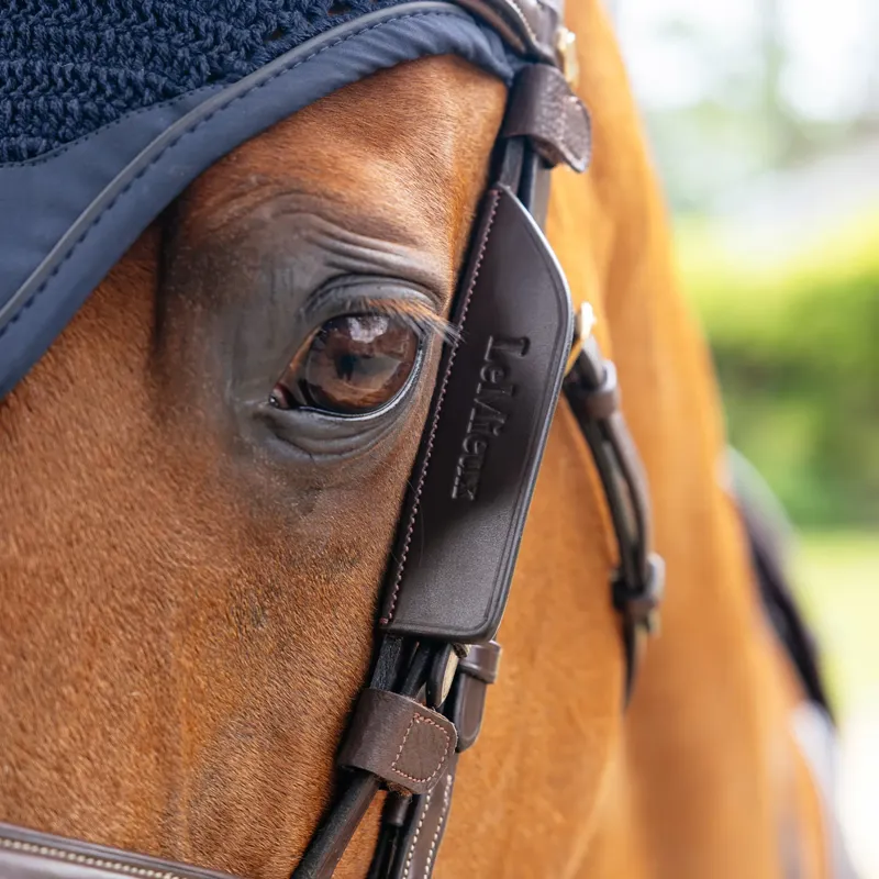 LeMieux Leather Bridle Blinkers - Havana-1