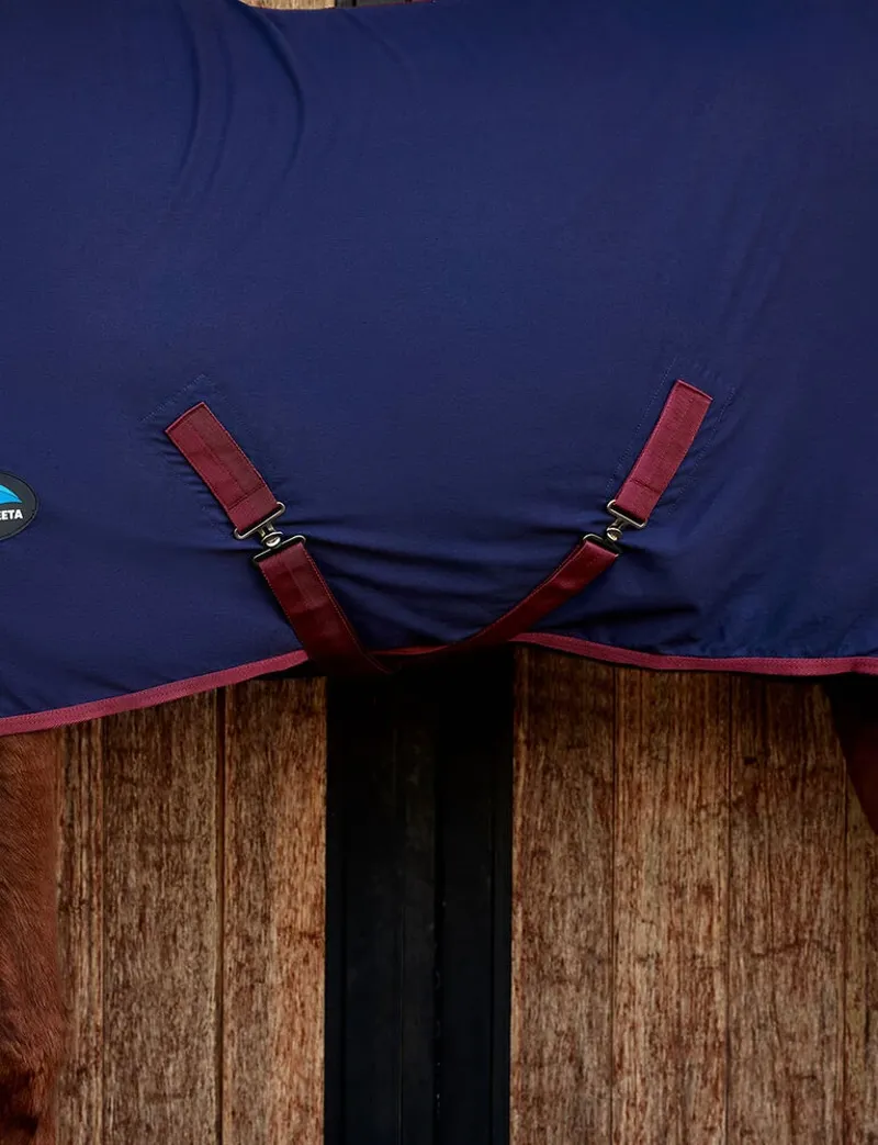 WeatherBeeta Cotton Sheet Standard Neck Rug - Navy/Burgundy -3