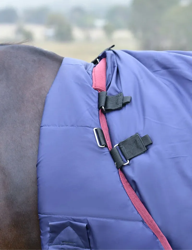 WeatherBeeta ComFiTec Essential 220G Turnout Rug Detach-A-Neck Navy-3