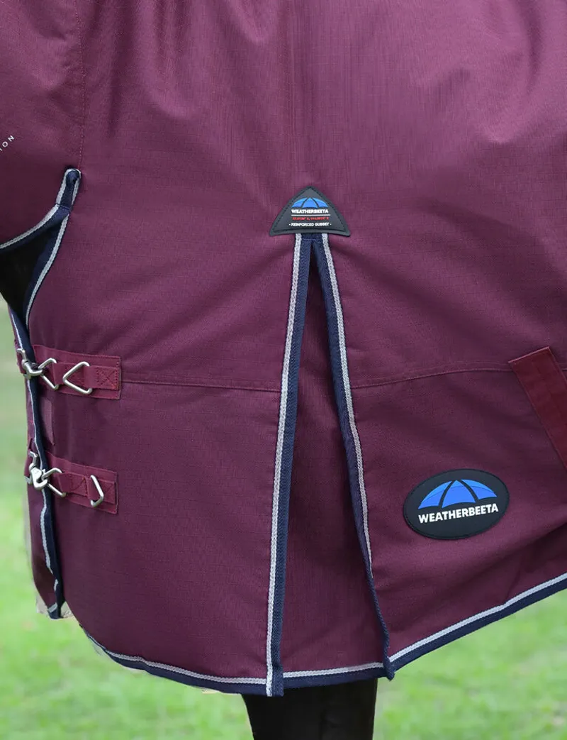 WeatherBeeta ComFiTec Essential 50g Turnout Combo Rug - Burgundy/Navy -4
