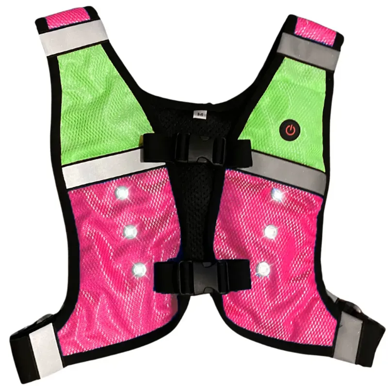 Equi Light Children's Pro Rider Hi Vis LED Vest - Pink/Lime
