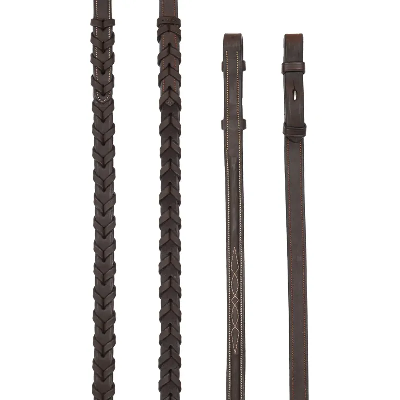 LeMieux Flat Hunter Bridle with Laced Reins - Havana/Silver-1