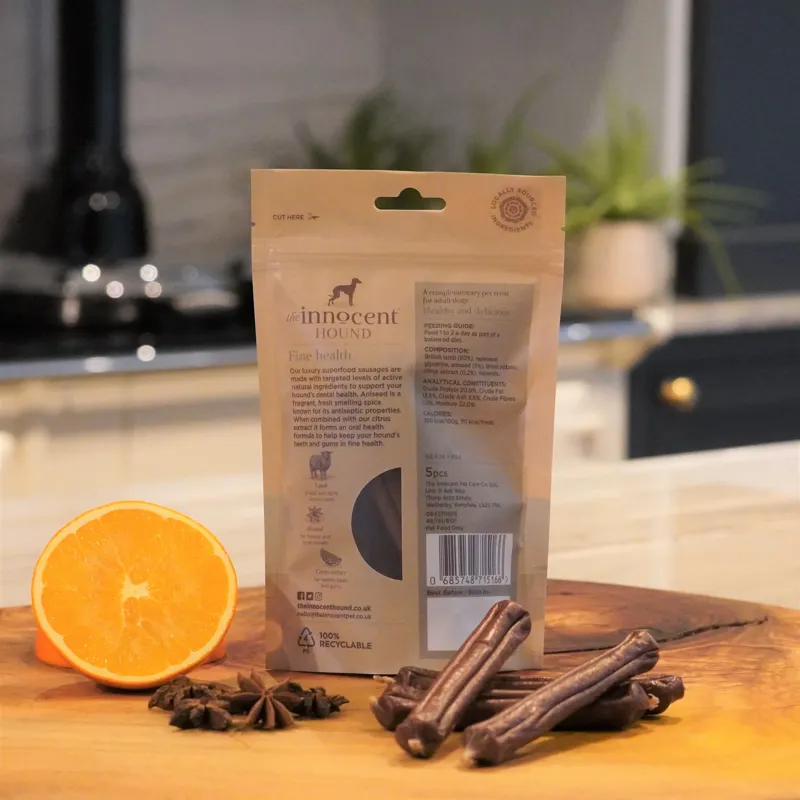 The Innocent Hound Sausage Dental Support Dog Treats - Aniseed/Citrus Extract-1