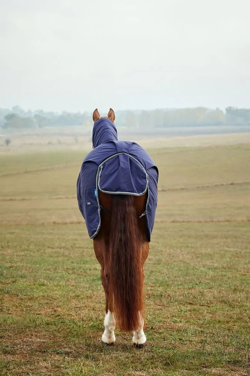 WeatherBeeta ComFiTec Tyro Turnout 220g Combo Neck Rug - Navy/Charcoal -3