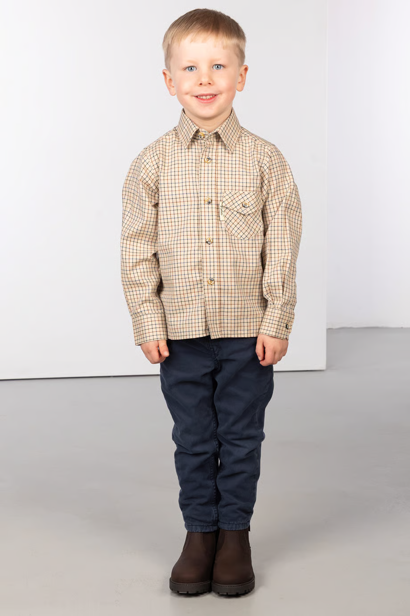 Rydale Boys Country Check Shirts - Poacher Beige-5