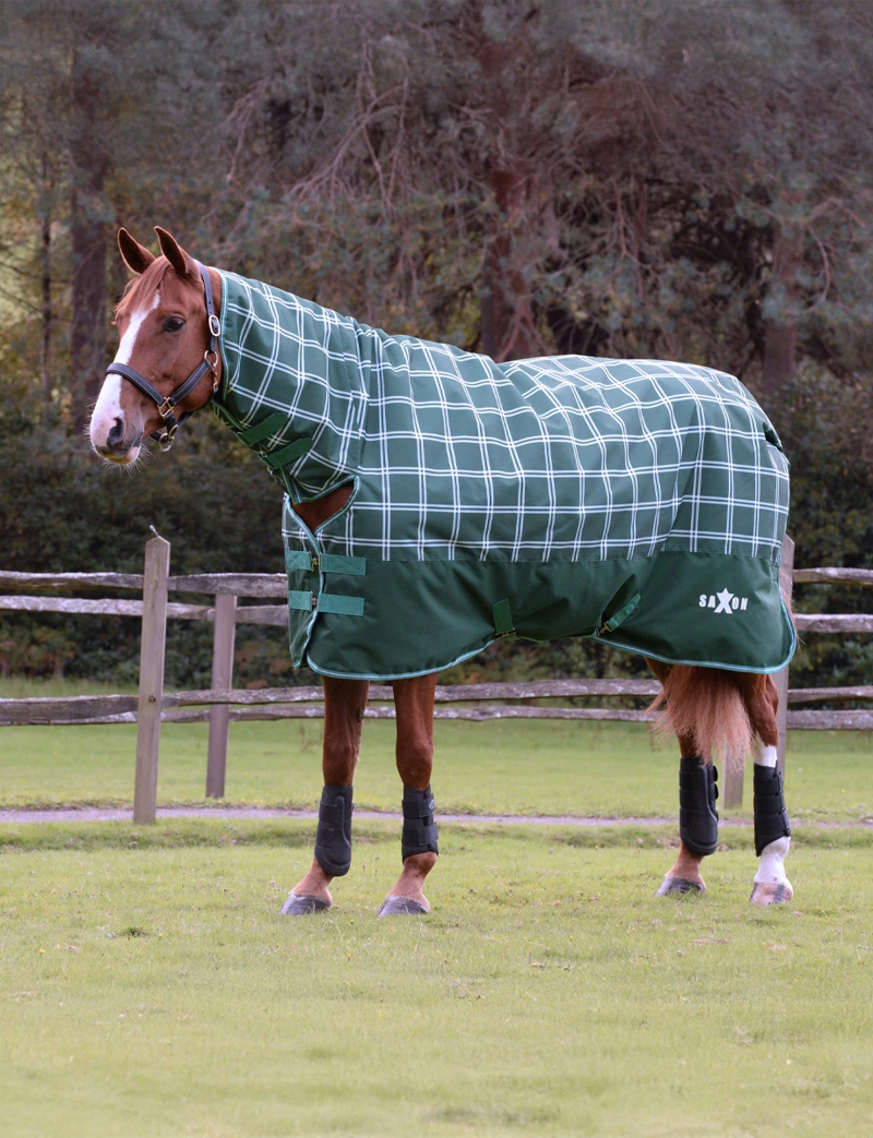 Saxon Defiant 1200D 200g Turnout Combo Neck Rug - Hunter Green/Plaid