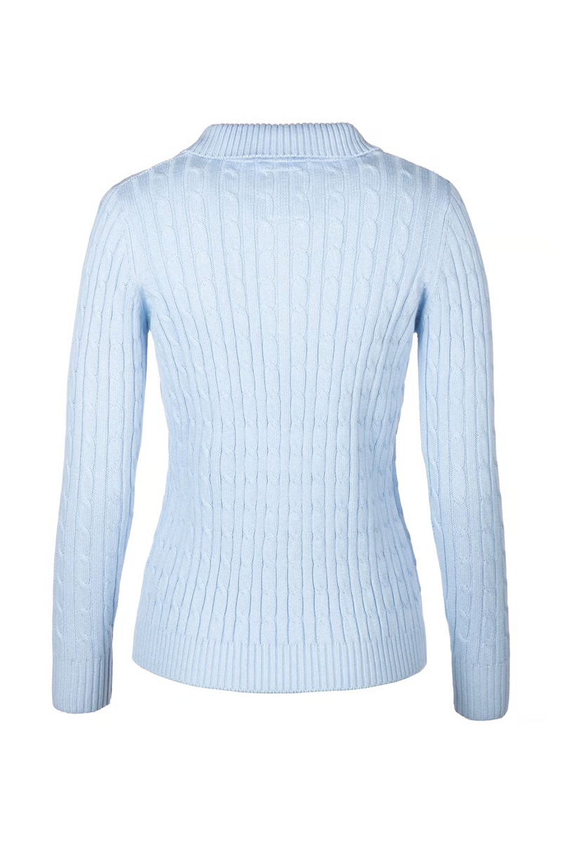 Rydale Ladies Emma Quarter Zip Cable Knit Jumper - Soft Blue-5