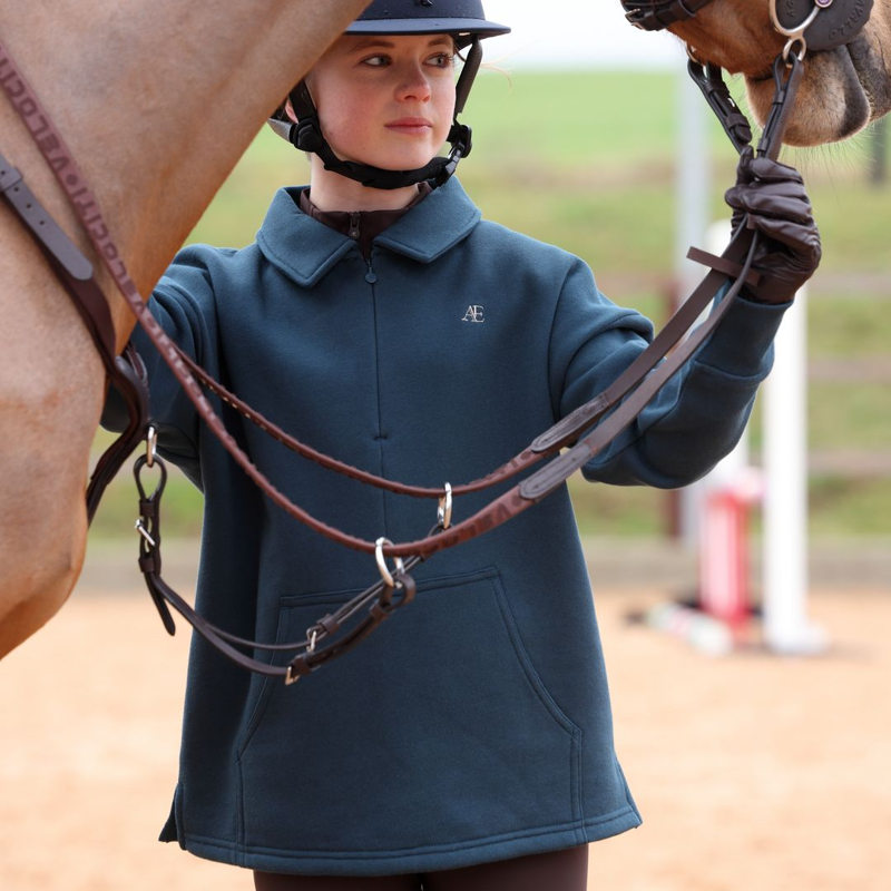 Shires Aubrion Equestrian Quarter Zip Sweater Young Rider - Estate Blue-5