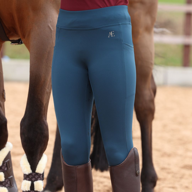 Shires Aubrion Equestrian Riding Winter Tights Young Rider - Estate Blue-1