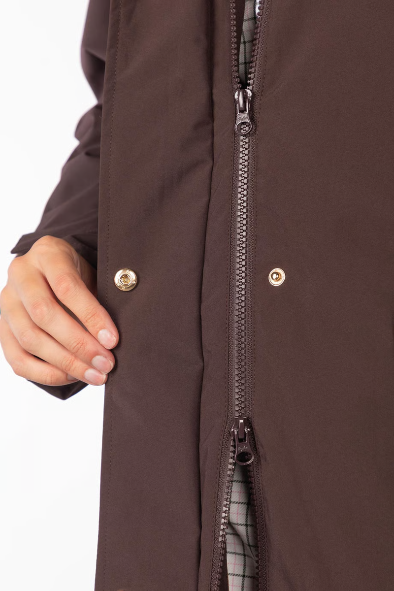 Rydale Ladies Bramham Full Length Coat - Dark Brown-7