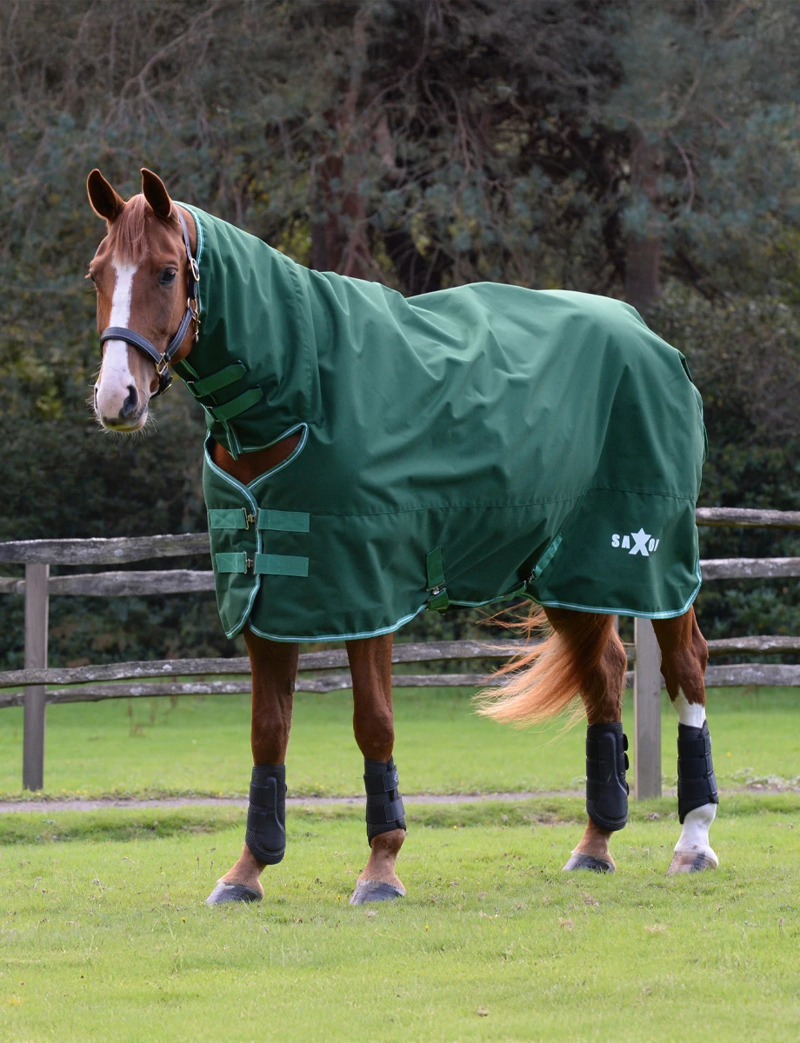 Saxon Defiant 1200D 200g Turnout Combo Neck Rug - Hunter Green/White