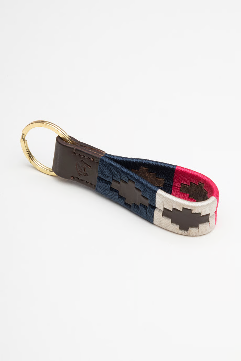 Rydale Leather Loop Askwith Polo Keyring - Navy/White/Bonbon