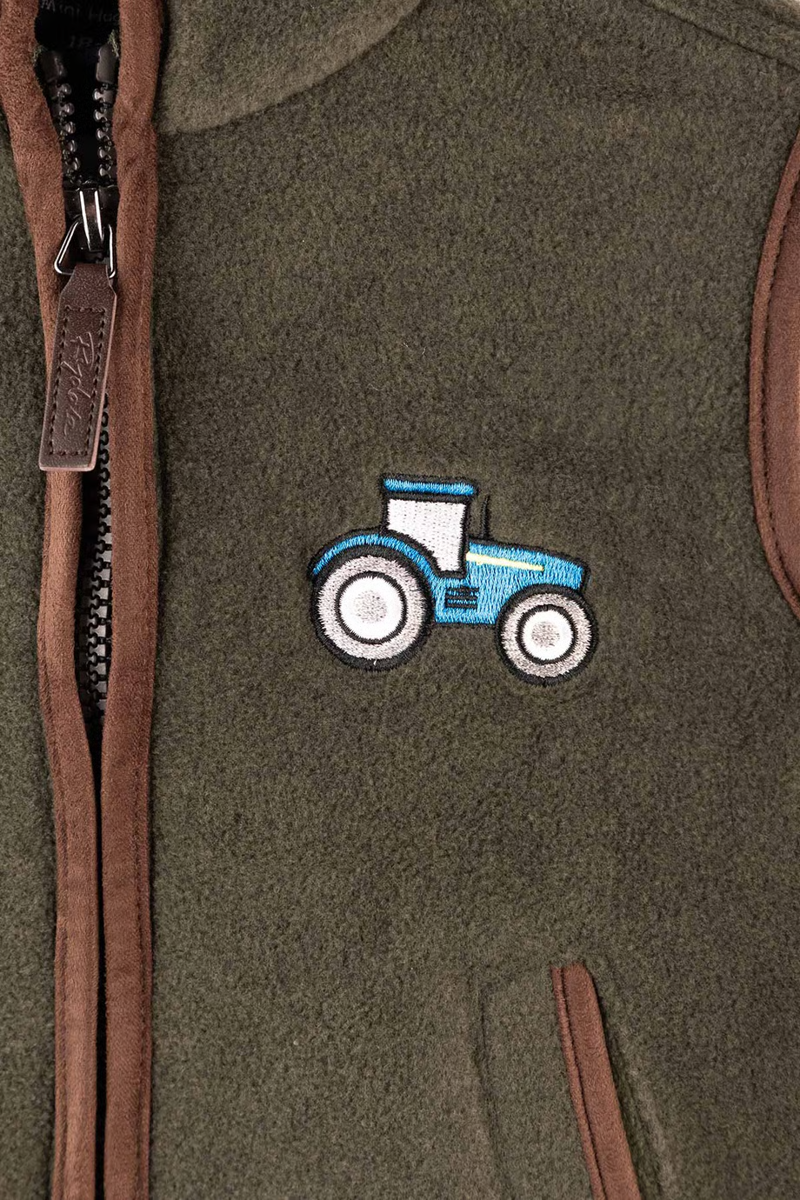 Rydale Huggate Kid's Mini Fleece Waistcoat - Tractor Khaki/Blue-2
