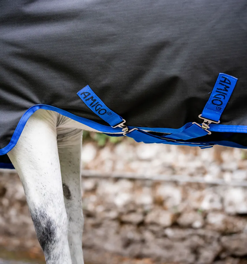 Horseware Ireland Amigo Ripstop 900D Turnout 100g Rug - Black/Classic Blue-2