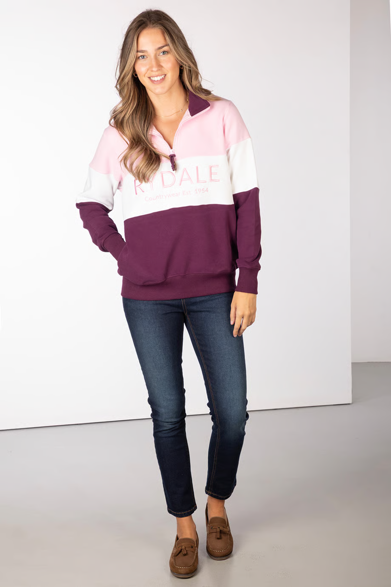 Rydale Ladies Byland Sweatshirt - Rydale Berry/White/Sorbet-2