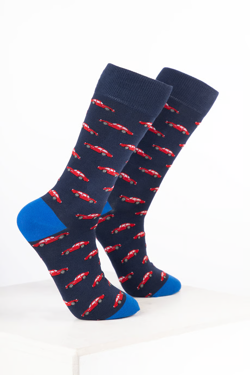 Rydale Men's Bamboo Rich Car Ankle Socks Pack of 10 - Sport Car Navy