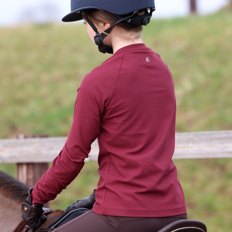 Shires Aubrion Equestrian Ribbed Long Sleeve Top Young Rider - Port-2