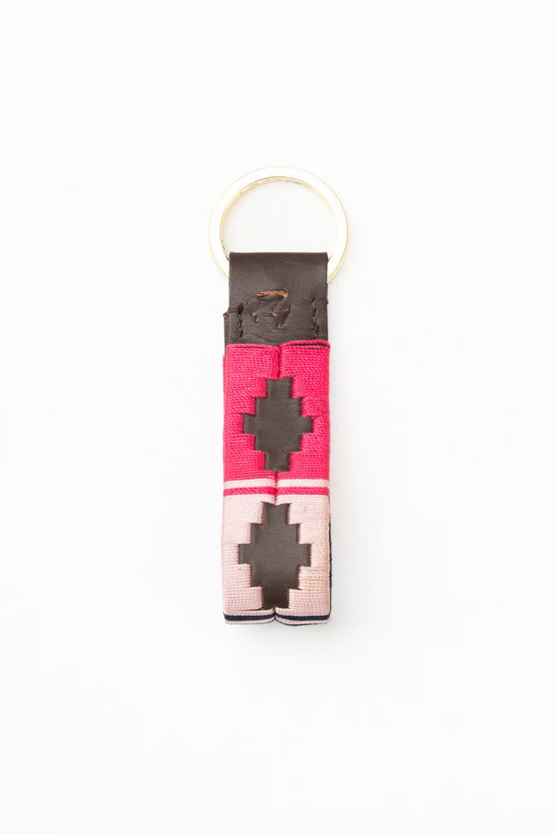 Rydale Leather Loop Askwith Polo Keyring - Bonbon/Navy/Sorbet-1