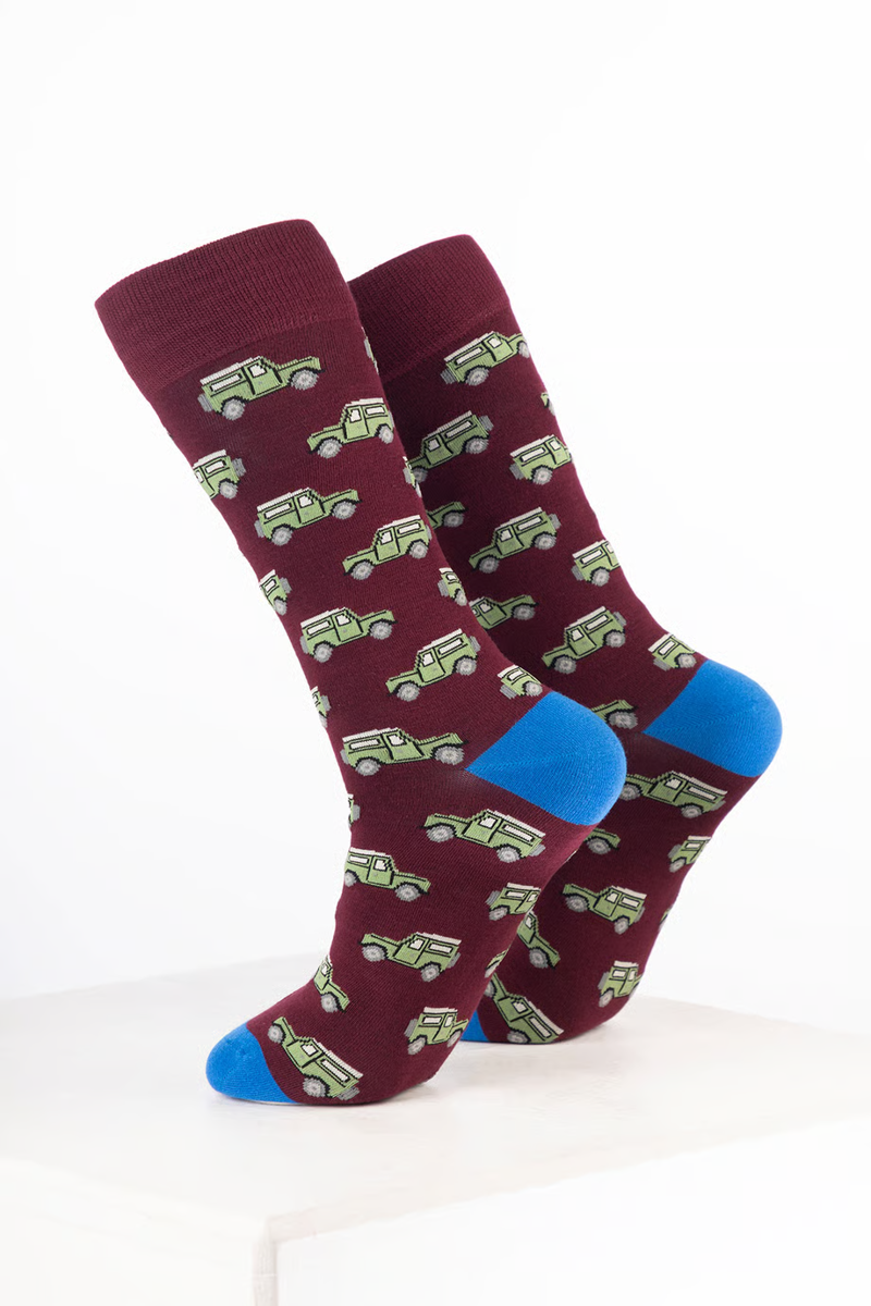 Rydale Men's Bamboo Rich Car Ankle Socks Pack of 10 - 4X4 Wine-1