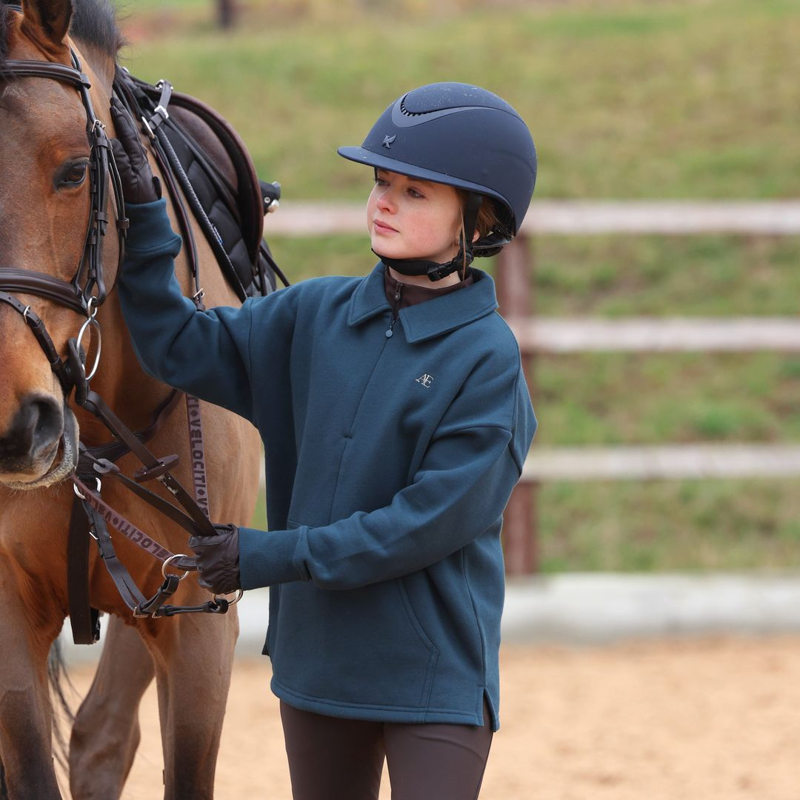 Shires Aubrion Equestrian Quarter Zip Sweater Young Rider - Estate Blue