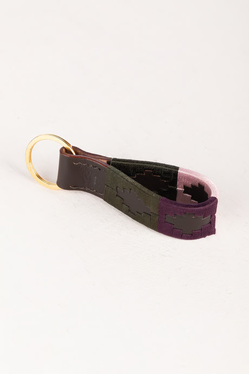 Rydale Askwith Leather Loop Polo Keyring - Olive/Sorbet/Berry