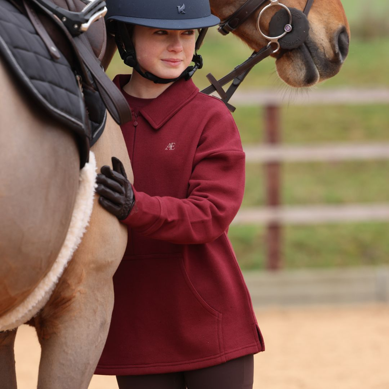 Shires Aubrion Equestrian Quarter Zip Sweater Young Rider - Port-2