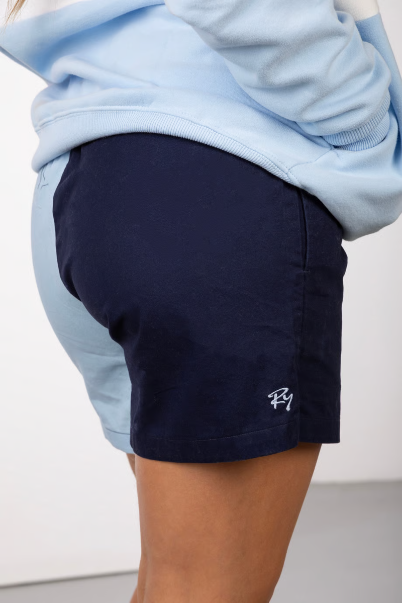 Rydale Kirby Ladies Snaffle Cotton Shorts - Navy/Soft Blue-6