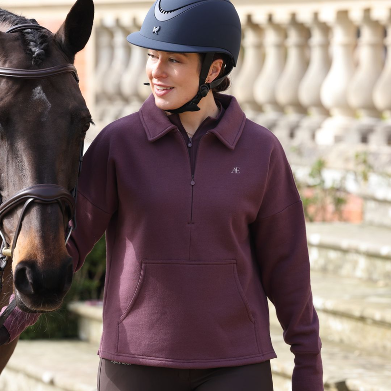 Shires Aubrion Equestrian Quarter Zip Sweater - Thistle-2