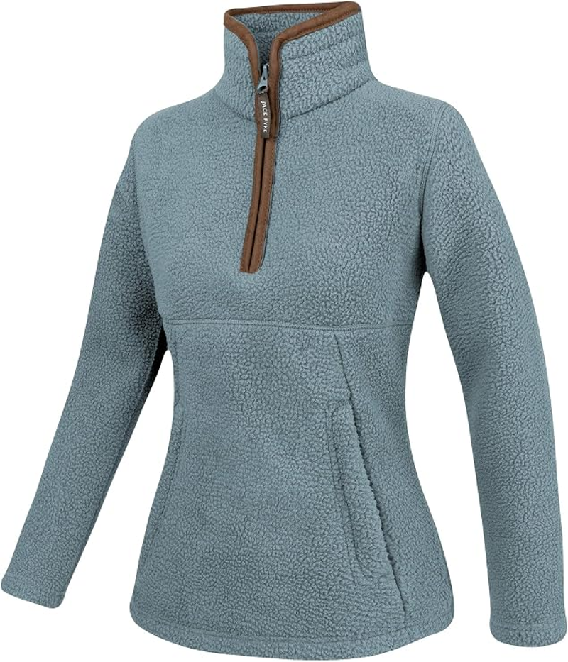 Jack Pyke Ladies Half Zip Sherpa Fleece Pullover - Ice Blue-2