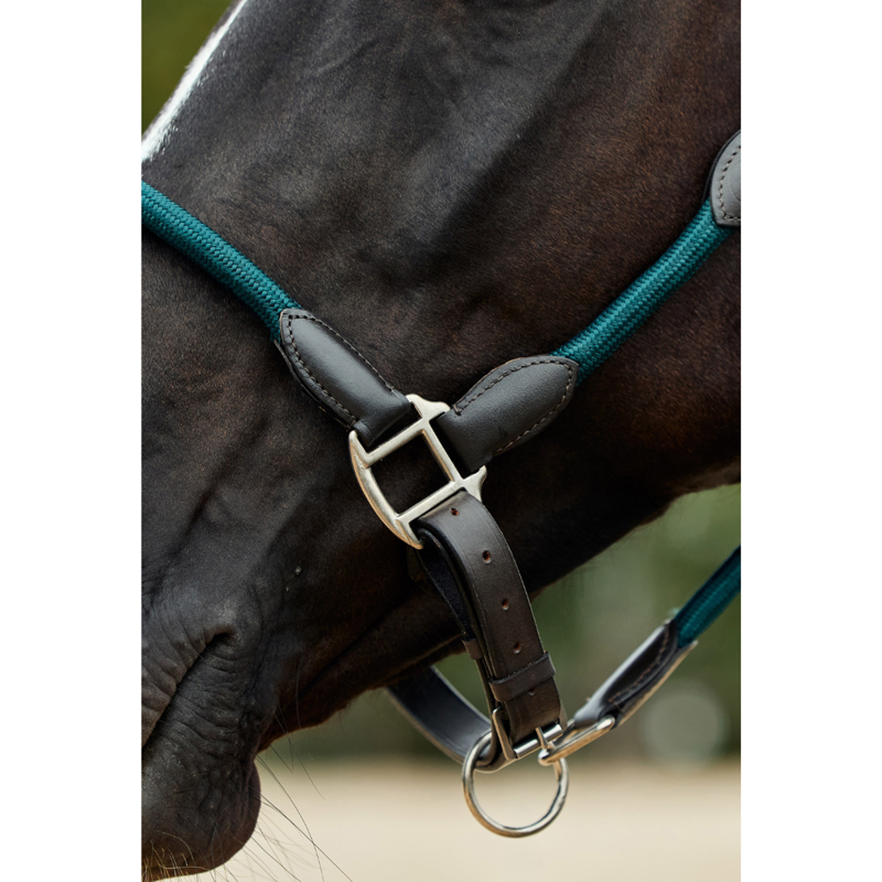 Dublin Leather Rope Headcollar - Hunter Green/Brown-2