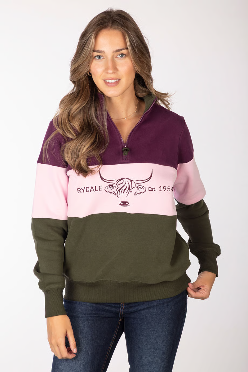 Rydale Ladies Byland Sweatshirt - Cow Olive/Sorbet/Berry