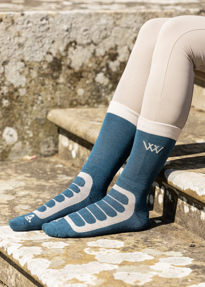 Woof Wear Short Bamboo Tech Riding Sock - Petrol Blue-2
