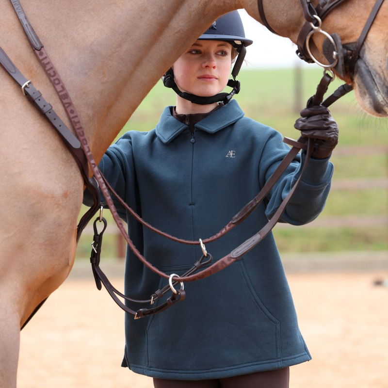 Shires Aubrion Equestrian Quarter Zip Sweater Young Rider - Estate Blue-6