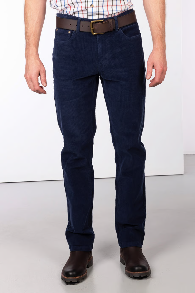 Rydale Men's Straight Leg Corduroy Trousers - Rupert - Navy