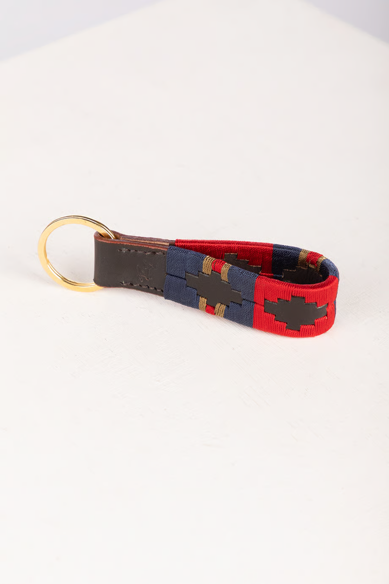Rydale Askwith Leather Loop Polo Keyring - Navy/Red/Gold/Red