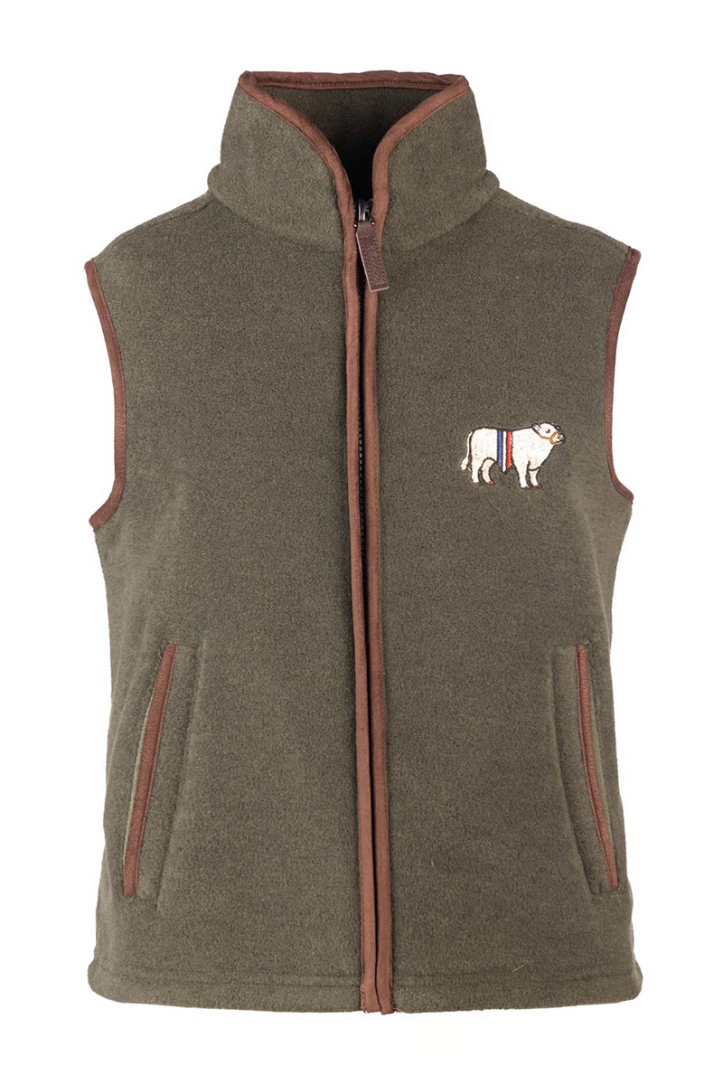 Rydale Junior Huggate Fleece Waistcoat - Khaki Champion Bull