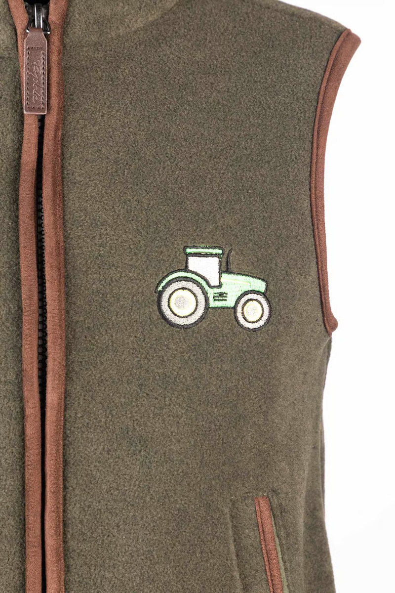 Rydale Junior Huggate Fleece Waistcoat - Tractor Khaki/Green-2