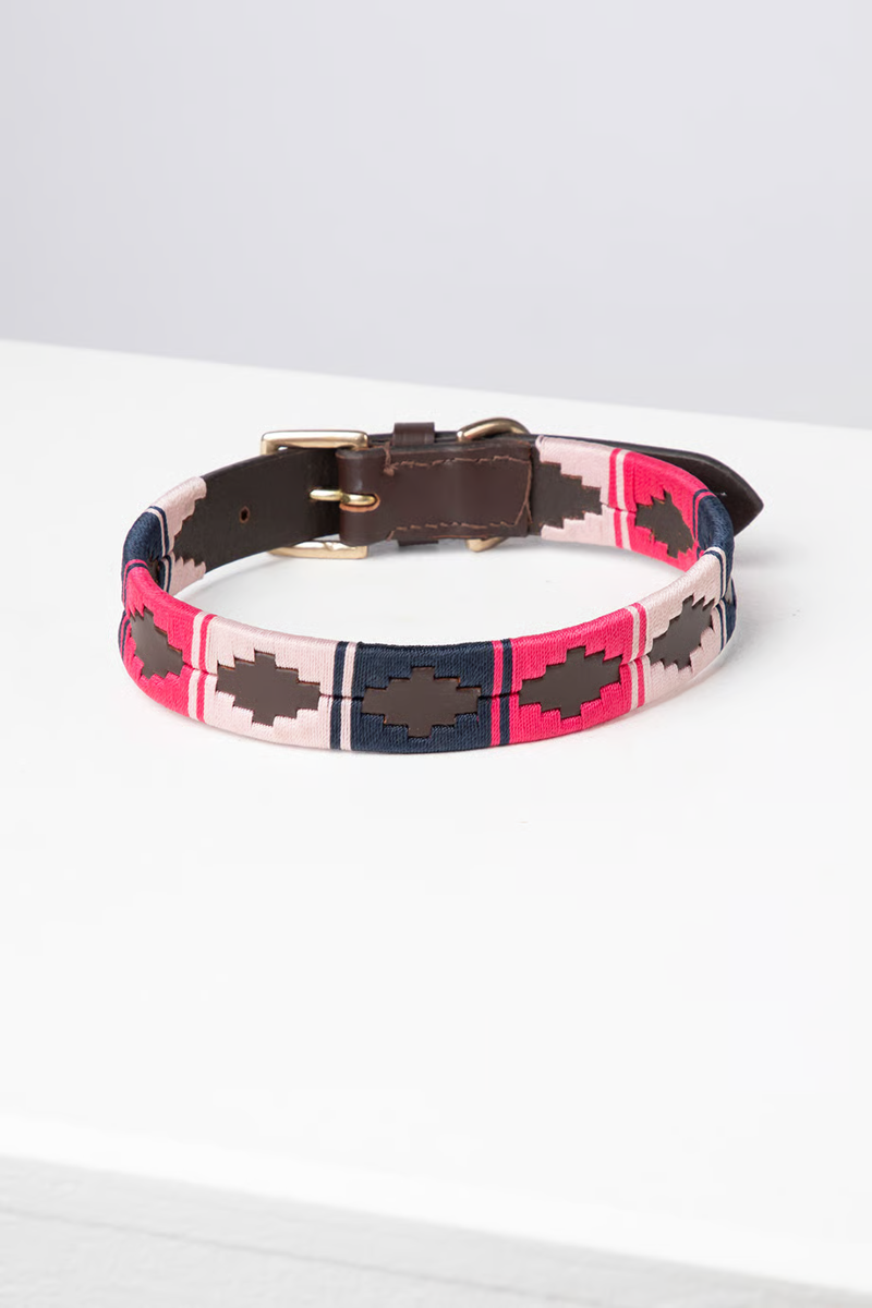 Rydale Polo Belt Dog Collar - Bonbon/Navy/Sorbet-1