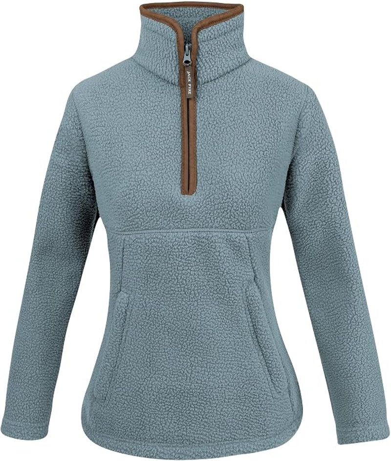 Jack Pyke Ladies Half Zip Sherpa Fleece Pullover - Ice Blue