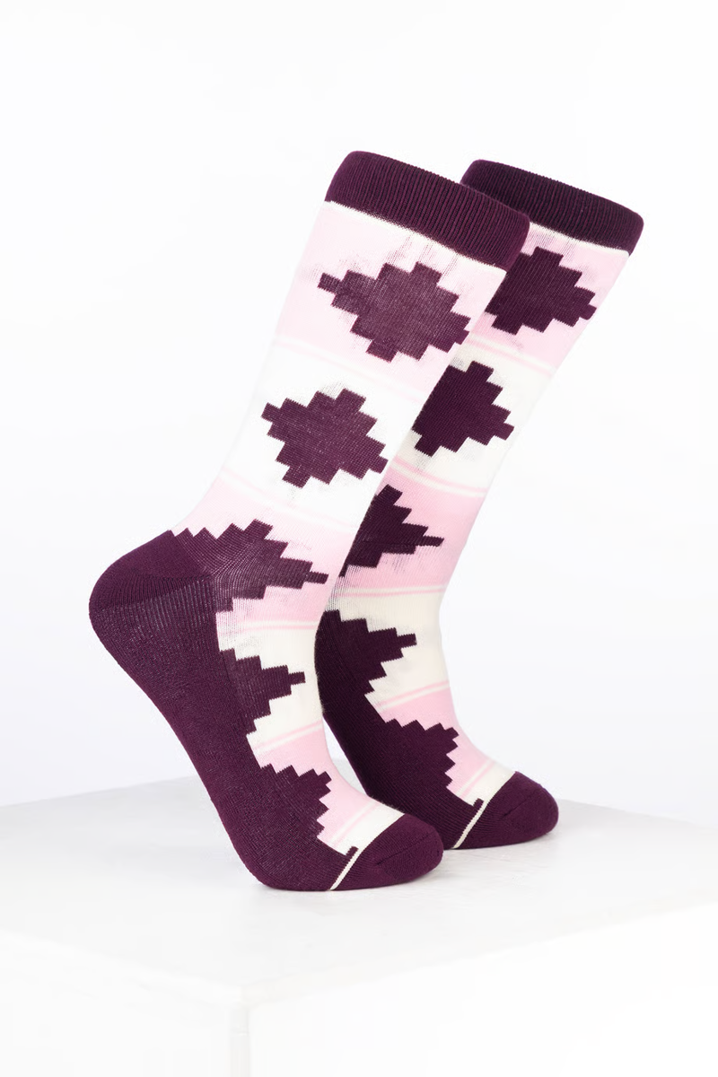 Rydale Womens Bamboo Rich Polo Belt Ankle Socks Pack of Ten - Polo Cream/Soft Pink/Dark Berry