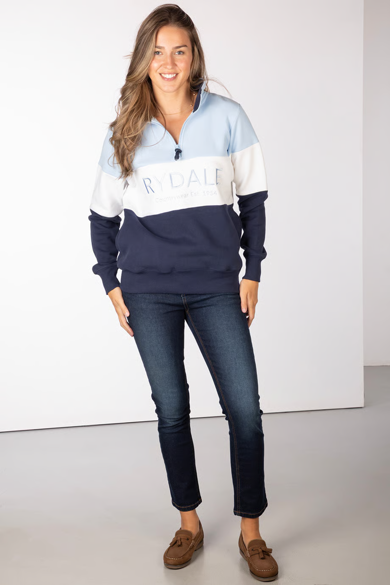 Rydale Byland Ladies Snaffle Sweatshirt - Navy/White/Soft Blue-2