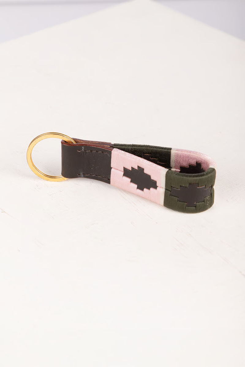 Rydale Askwith Leather Loop Polo Keyring - Olive/Sorbet/Sorbet/White